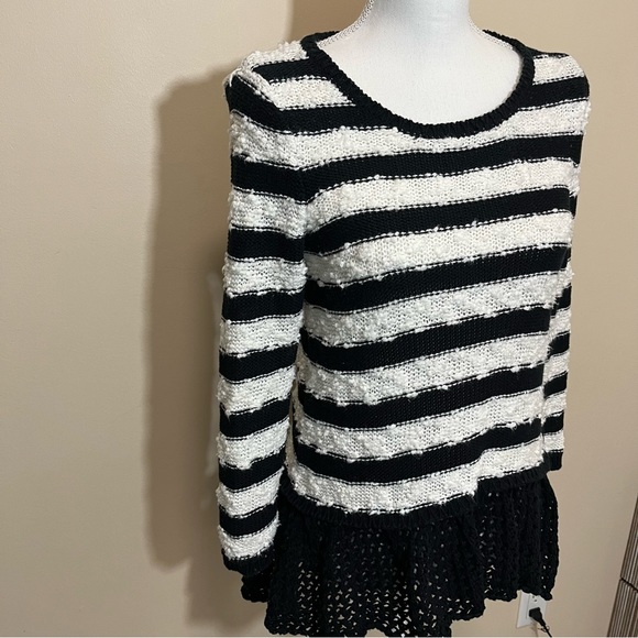Anthropologie Knitted & Knotted Striped Peplum Hem Sweater - Picture 4 of 16